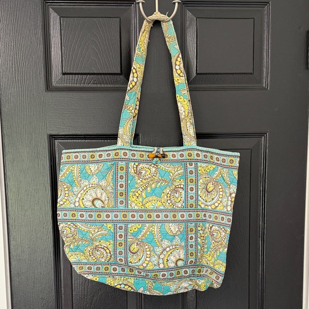 Vera Bradley Teal and Yellow Patterned Tote